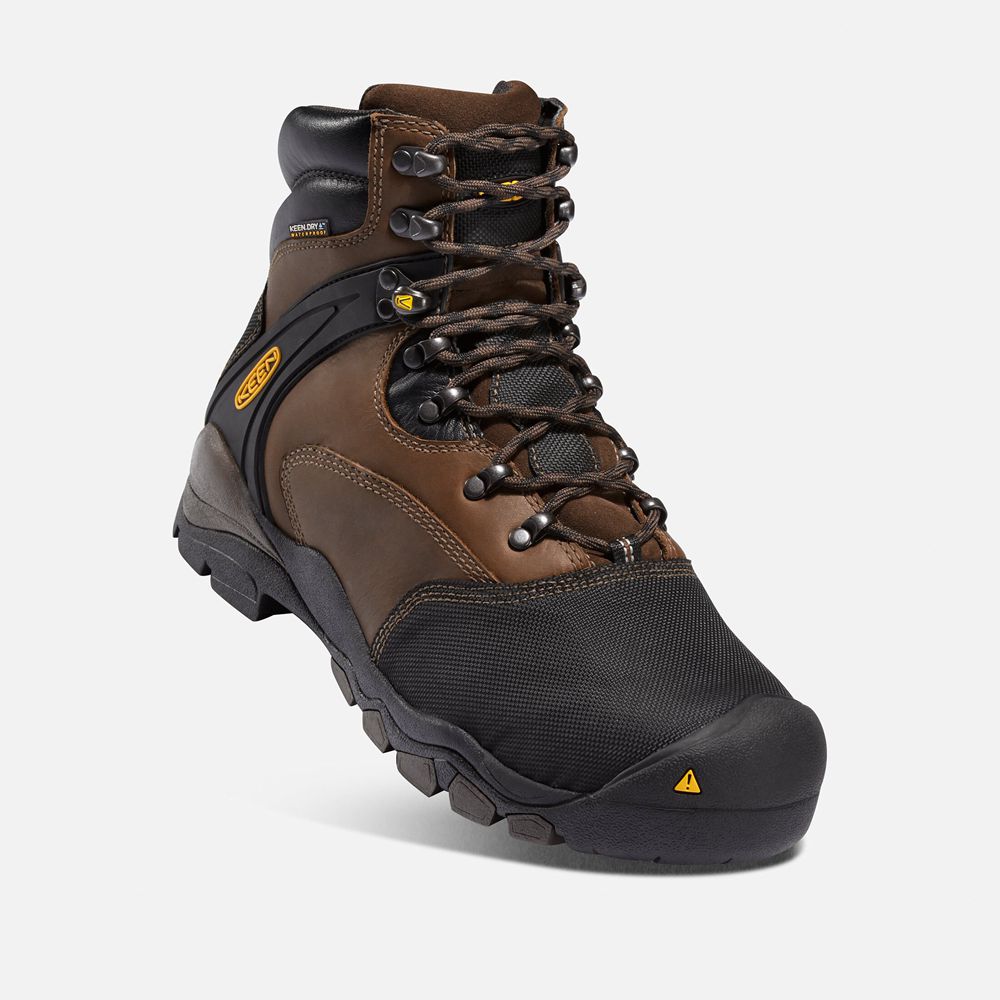 Botas de Trabajo Keen Mexico Marrom/Negros - Hombre Louisville 6\" Met (Steel Toe) - QC7208531